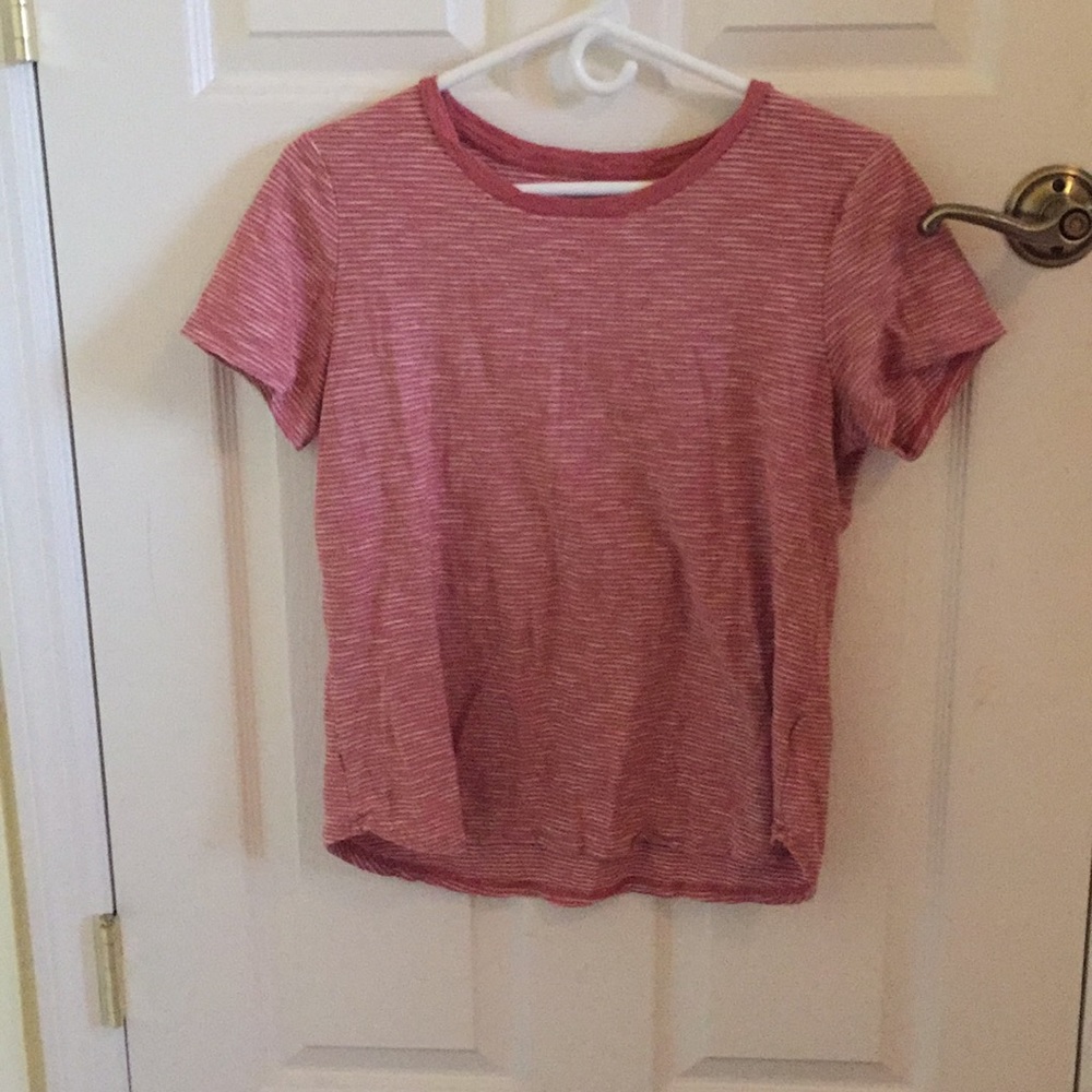 M, old navy pink and white striped tee